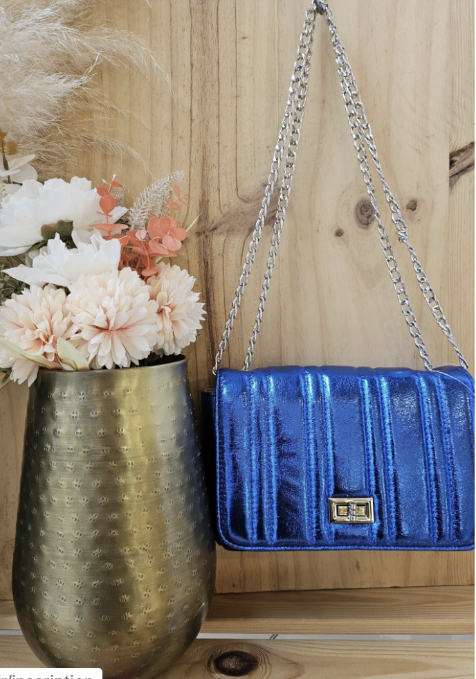 Sac métallisé bleu