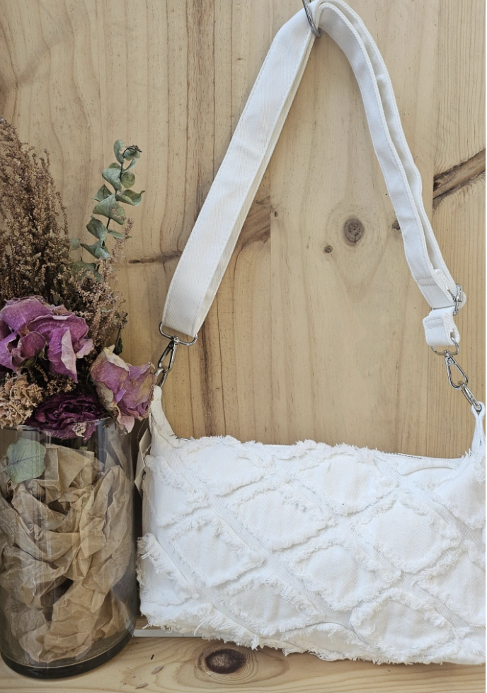 Sac bandoulière en tissu blanc