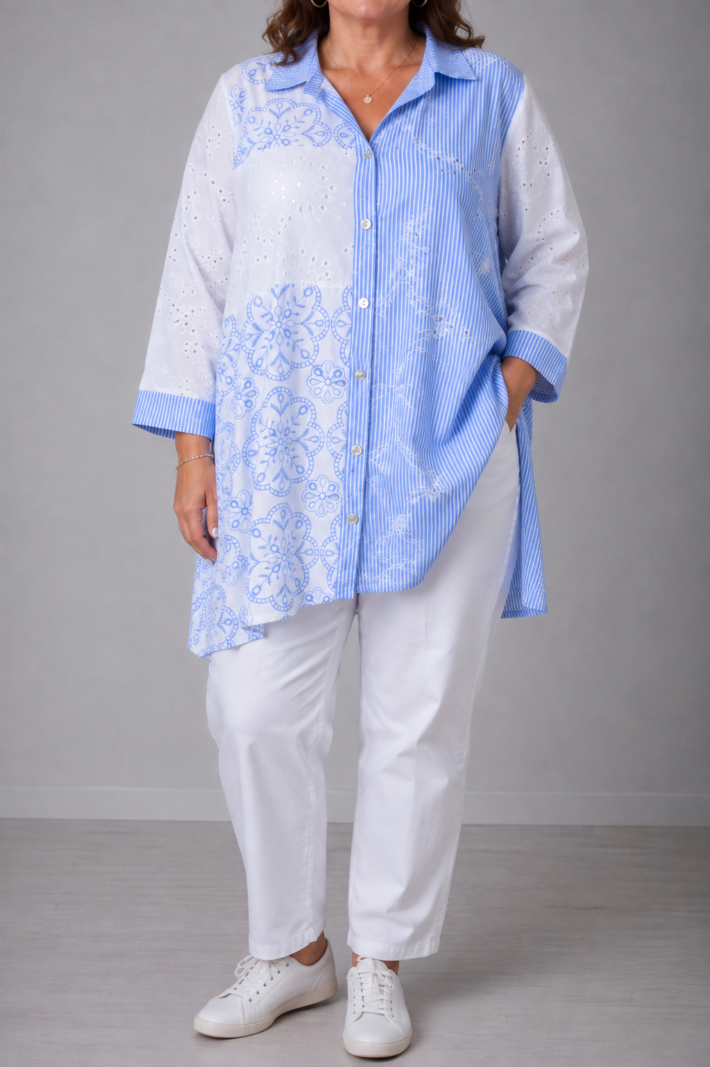Chemise tunique bleue